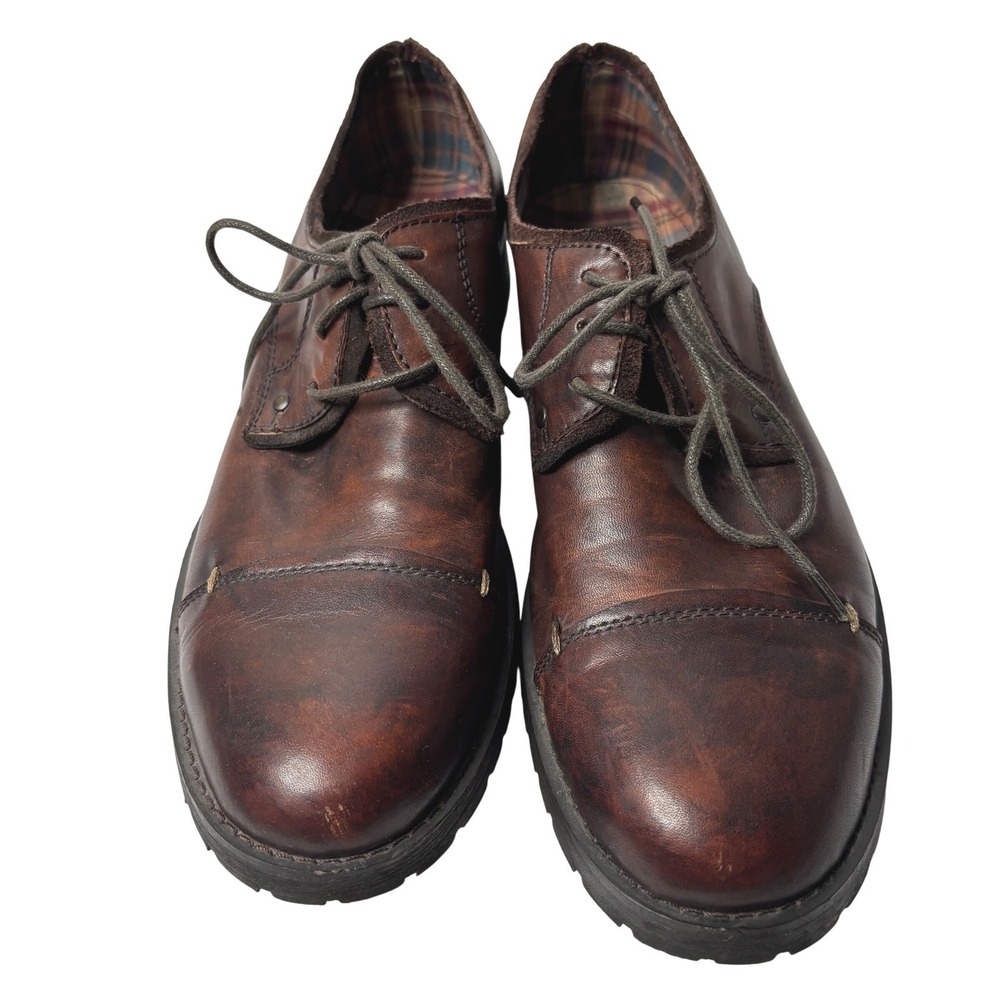 Bed Stu Volstead Mens‎ 8.5 Oxford Cap Toe Brown Leather Dress Shoes Lace Up